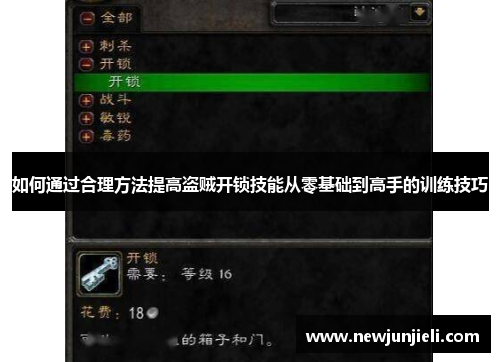 如何通过合理方法提高盗贼开锁技能从零基础到高手的训练技巧